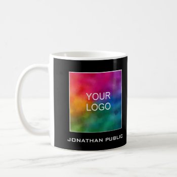 Business Logo Here Add Name Text Customize Modern Coffee Mug by art_grande at Zazzle