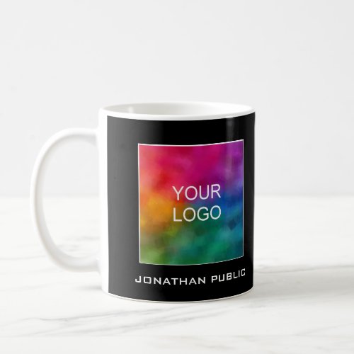 Business Logo Here Add Name Text Customize Modern Coffee Mug