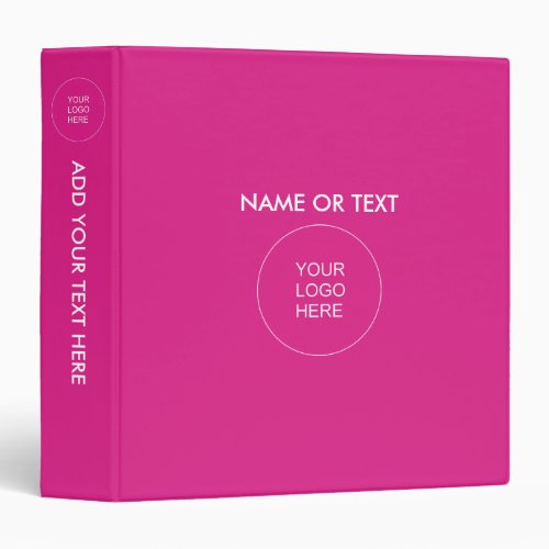 Business Logo Here Add Text Or Name Pink Template 3 Ring Binder