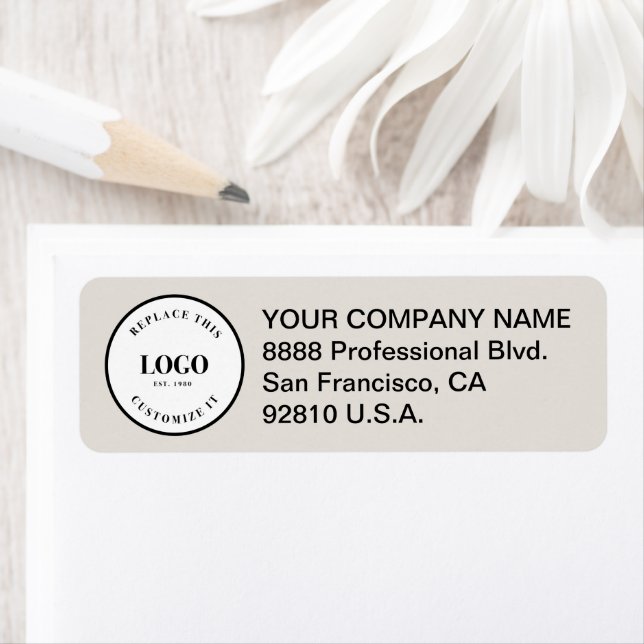 Business logo here Custom Corporate beige Label (Insitu)