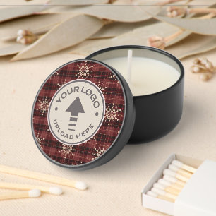 Business Logo Holiday Plaid Soy Wax Candle Favor Mini Candle Favors