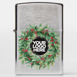 Business Logo Holly Berry mistletoe Christmas Chic Zippo Lighter