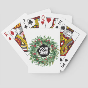Business Logo Holly Berry mistletoe Christmas Poker Cards