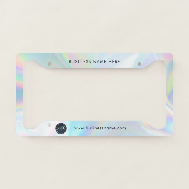 Business Logo Holographic Company Employees License Plate Frame (Front)