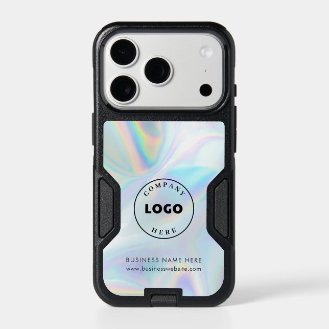 Business Logo Holographic Corporate Custom Otterbox iPhone Case (Back)