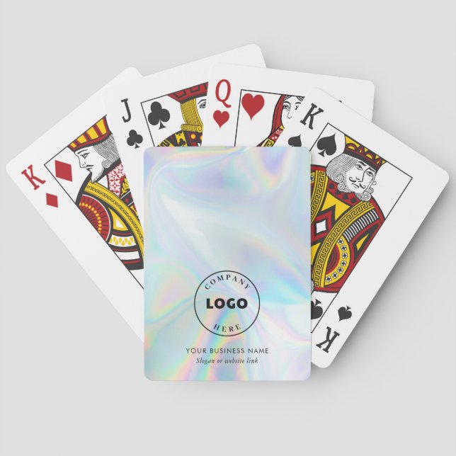 Business Logo Holographic Corporate Customers Swag Poker Cards (Back)