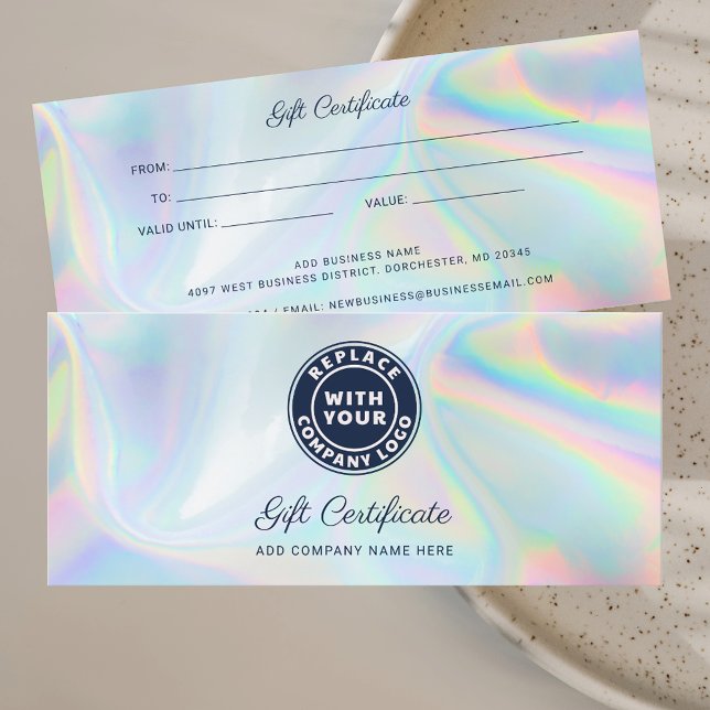 Business Logo Holographic Gift Certificate Custom (Business Logo Holographic Gift Certificate Custom)