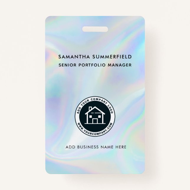 Business Logo Holographic ID Company Employee Badge (Front)