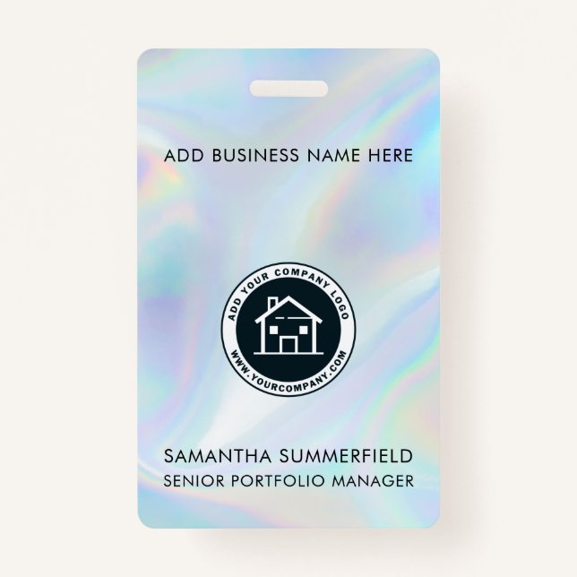 Business Logo Holographic ID Company Employee Badge (Front)