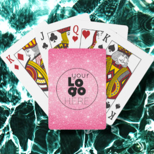 Business Logo Hot Pink Glitter Playing Card Set