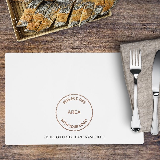 Business Logo Hotel Restaurant Name White Placemat (Creator Uploaded)