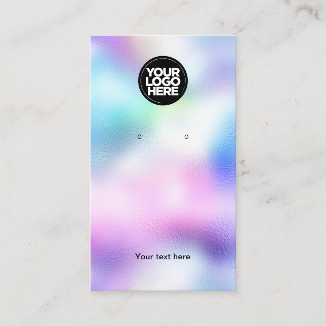 Business Logo Iridescent Earring Display Card (Front)