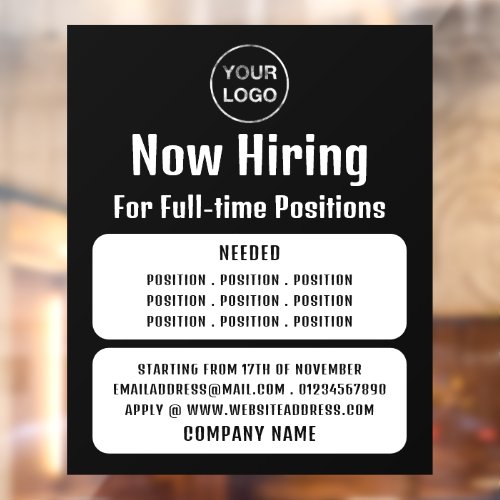 Business Logo Job Vacancy Recruitment Advertising Window Cling
