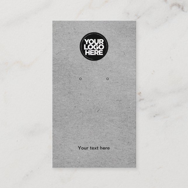 Business Logo Kraft Gray Earring Display Card (Front)