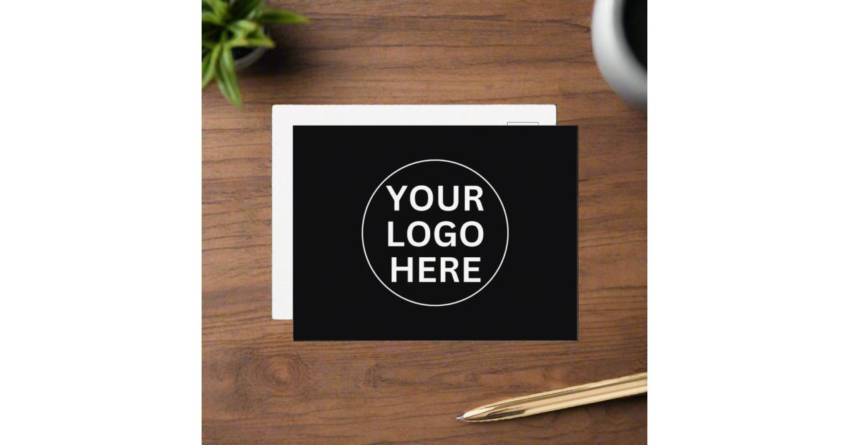 Business Logo l Black & White Thank you Note Postcard | Zazzle
