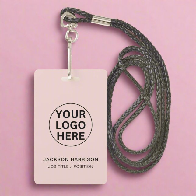 Business Logo l Staff Employee ID Blush Pink Badge (Creator Uploaded)