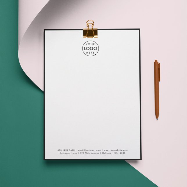 Business Logo Letterhead | Company Branded Letter (Modern stylish black border business letterhead by Guava - clean, sleek, and professional.)