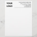 Business Logo Letterhead Name Address Phone E-mail<br><div class="desc">Custom Font and Colors - Your Professional Business Letterhead with Logo - Add Your Logo - Image / Business Name - Company / Address - Contact Information - Resize and move or remove and add elements / image with Customization tool. Choose font / size / color ! Good Luck -...</div>