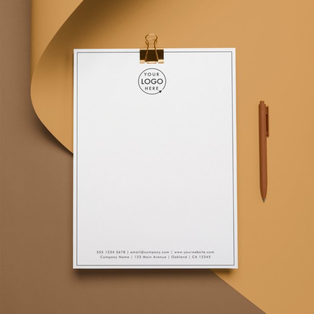 Business Logo Letterhead | Professional Letter (Modern thin border white business letterhead by Guava - clean, sleek, and professional.)