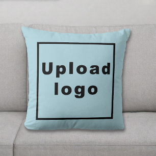 Business Logo Light Blue Throw Pillow