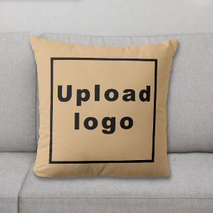 Business Logo Light Brown Throw Pillow