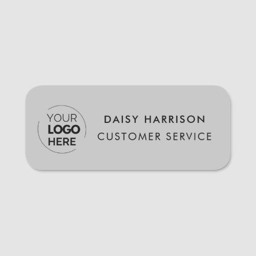 Business Logo  Light Grey Custom Employee Staff Name Tag