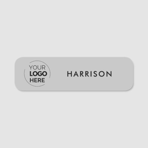 Business Logo Light Grey Minimalist Employee Staff Name Tag