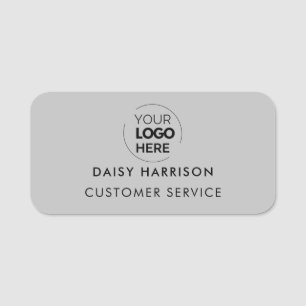 Business Logo   Light Grey Modern Employee Staff Name Tag
