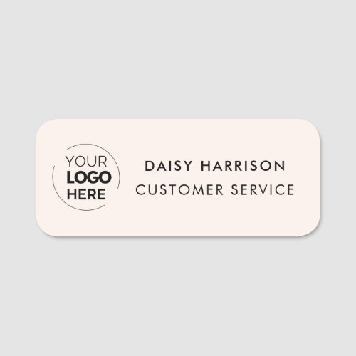Business Logo  Light Pink Custom Employee Staff Name Tag