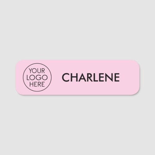Business Logo   Light Pink Employee  Name Tag