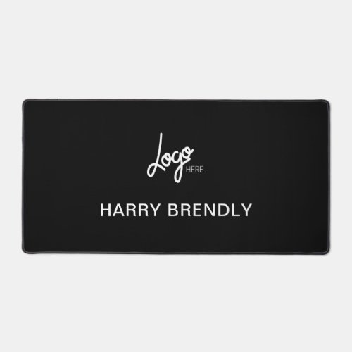 Business Logo Luxury Corporate Office Black Desk Mat