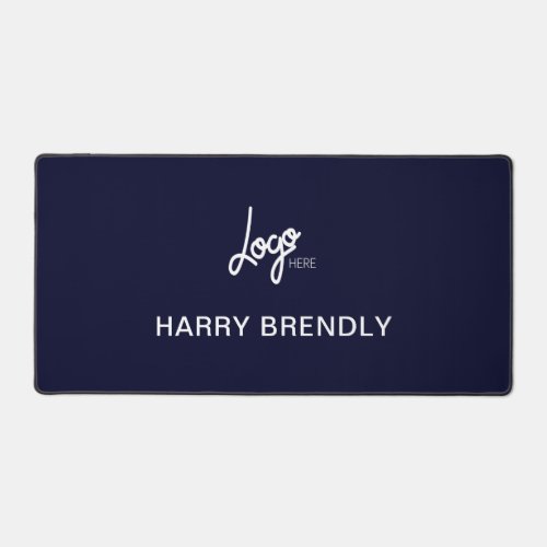 Business Logo Luxury Corporate Office Navy Blue Desk Mat