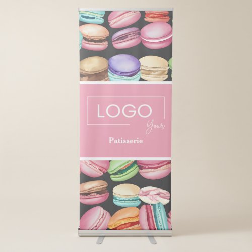 Business Logo  Macaron French Patisserie Pink Retractable Banner