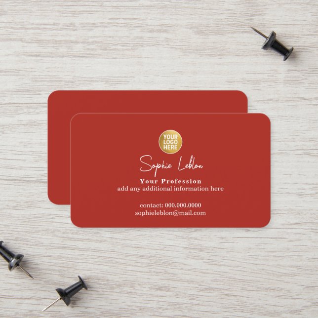 Business Logo Mark Brick-Red Calling Card (Front/Back In Situ)