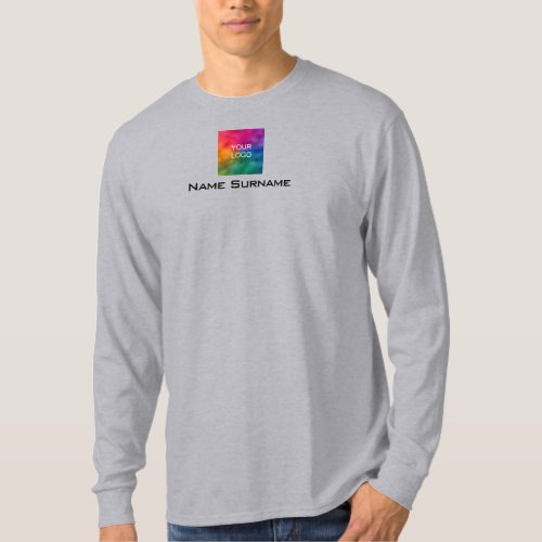 Business Logo Mens Long Sleeve Employee Staff T_Shirt