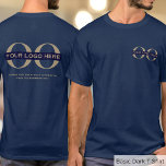 Business Logo Men's Navy Blue T-Shirt<br><div class="desc">Simple custom business template in a modern minimalist style with an easy-to-update template for your company logo. Company logo on front left; large company logo and custom text on back. Designed with a horizontal logo banner image, you can customize by changing the text and image using the fields provided. A...</div>