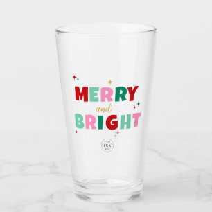 Business Logo Merry & Bright Colorful Font Gift Glass