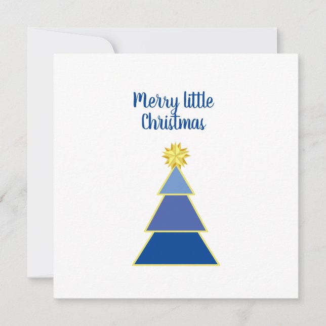 Business Logo Merry Christmas Blue Simple Square Card (Front)