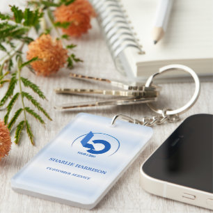 Business Logo Minimal blue Employee Staff Keychain