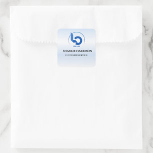 Business Logo   Minimal blue Employee Staff Square Sticker