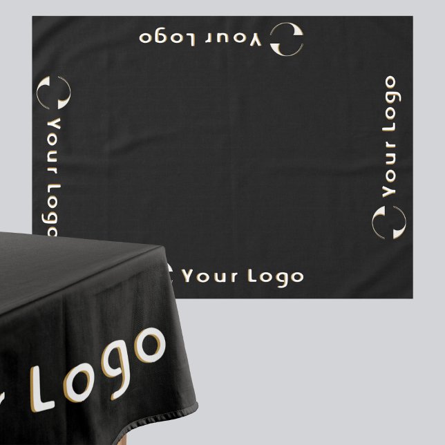 Business Logo Minimal brand Trade show Black Tablecloth (Creator Uploaded)