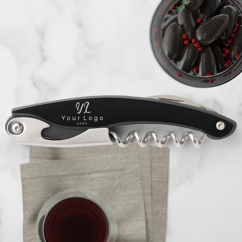 Business Logo Minimal Company Brand Black Wine Waiters Corkscrew