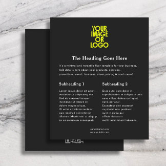 Business Logo Minimal Elegant QR Code Black Flyer