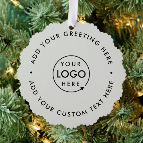 Business Logo Minimal Professional Gray Christmas Ornament Card