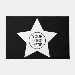 Business Logo Minimal Star Professional Black Doormat