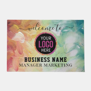 Business Logo Minimal Stylish Professional Black D Doormat