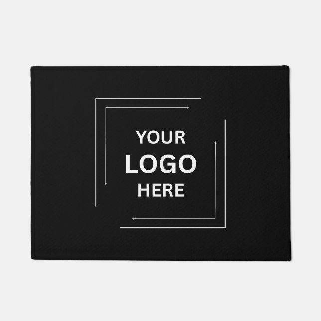 Business Logo | Minimal Stylish Professional Black Doormat (Front)