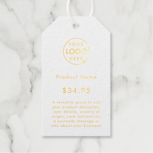 Business Logo  Minimal White and Gold Price Tags