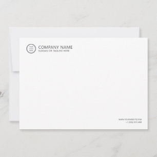 Business Logo Minimal White Professional 5x7 Note Card
