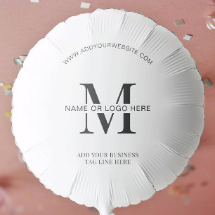 Business Logo Minimalist Black & White Branded Balloon